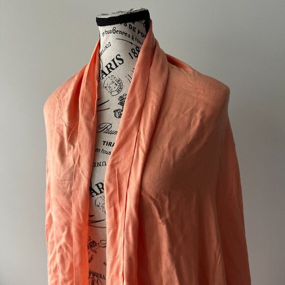Lightweight Peach Pashmina Scarf - Soft Wrap Shawl with Fringe Trim - Picture 2 of 3